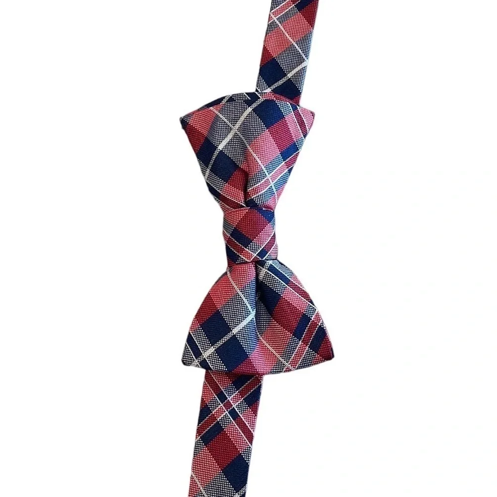 Tommy Hilfiger Silk Bow Tie Red/Blue/White Plaid
